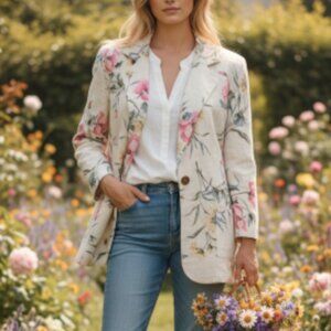 Vintage Joanna Cottagecore Floral Oversize Blazer S